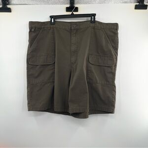 Eddie Bauer Mens Olive Green Cargo Shorts Sz 48 Tall 100% Cotton 6 Pockets Loop